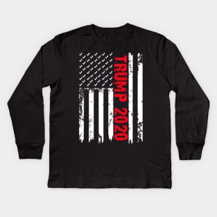 Trump 2020 American Flag Kids Long Sleeve T-Shirt